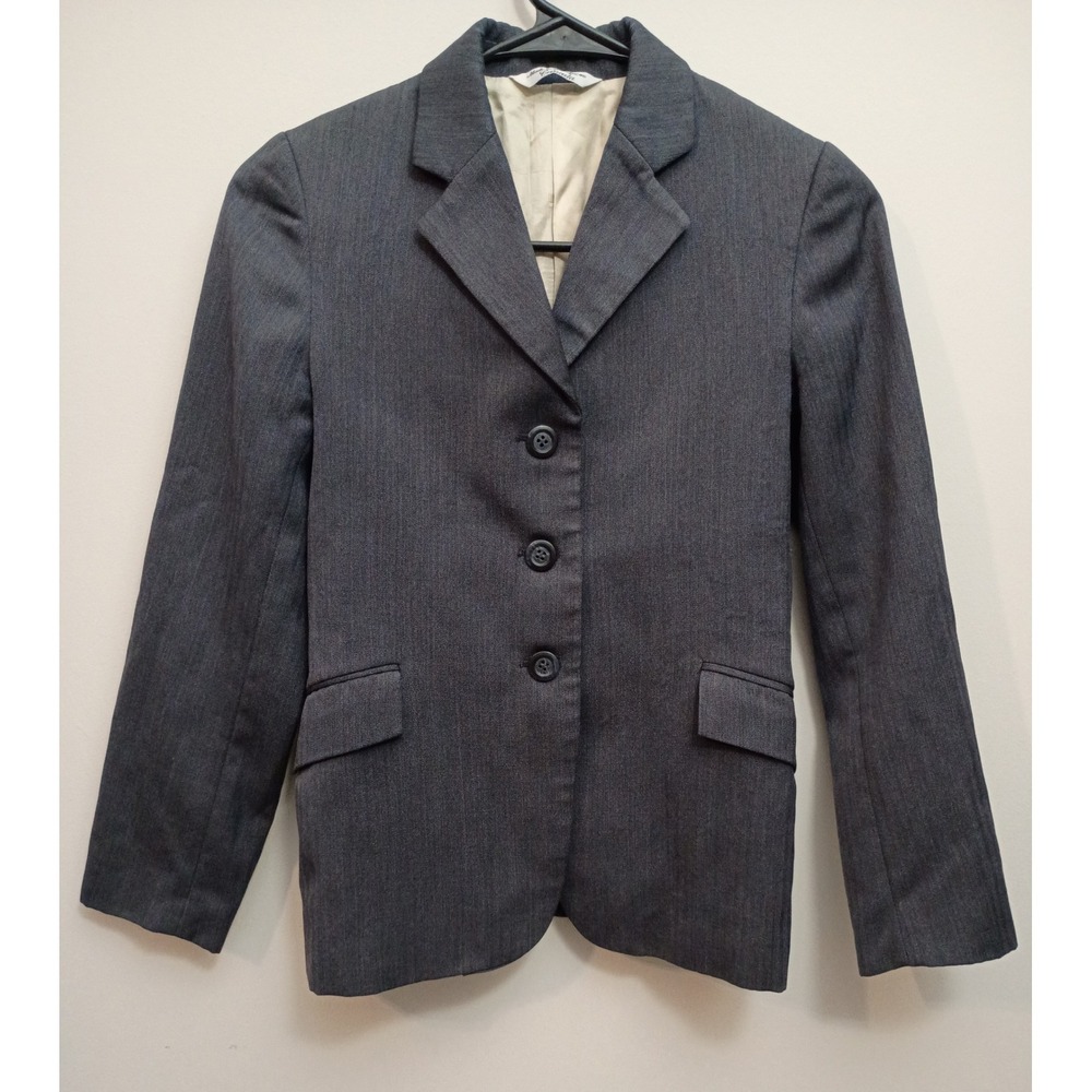 Grand Prix Hadfields Saddlery Kids 10 Wool Equestrian Show Coat Grey Herringbone